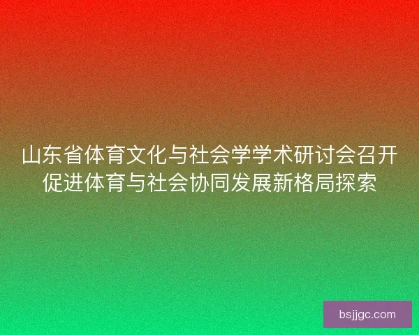 山东省体育文化与社会学学术研讨会召开促进体育与社会协同发展新格局探索